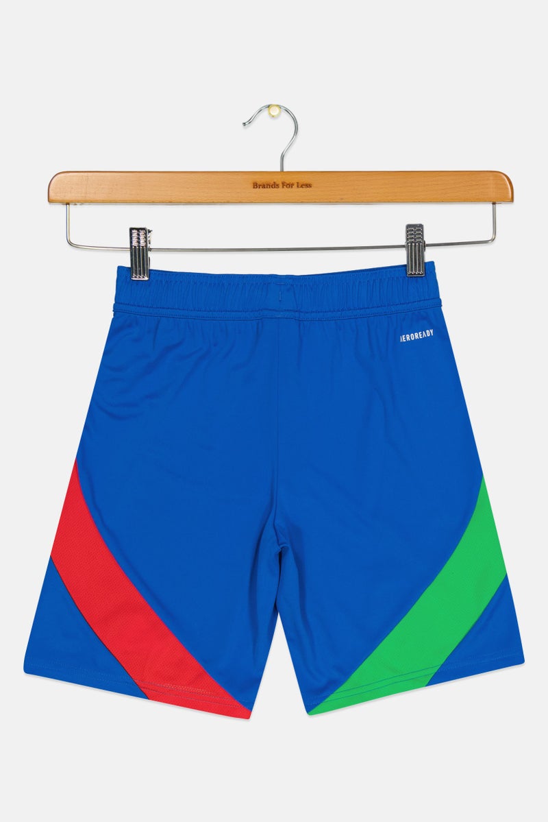 Adidas Kids Boy Drawstring Training Italy 24 Away Shorts, Blue - Image 2